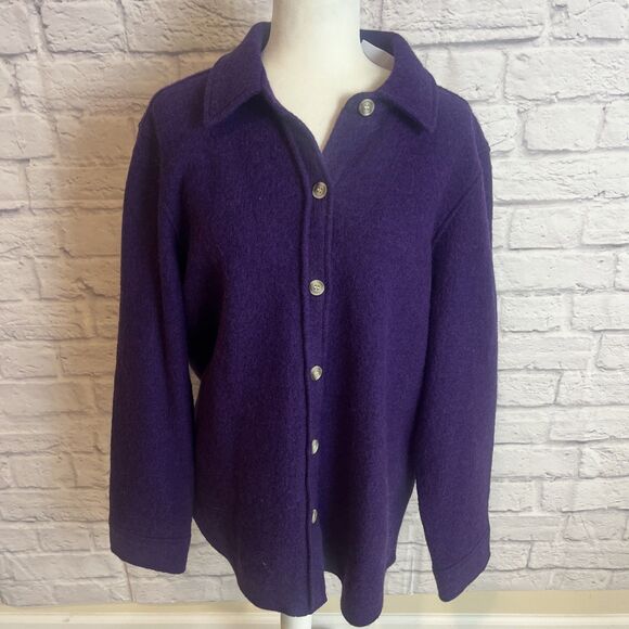 Appleseeds Women’s NWT Casual 100% Wool Lagenlook Button Down Size Large - Picture 2 of 8